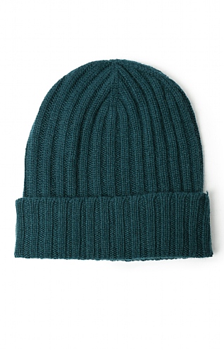 House Of Bruar Cashmere Rib Beanie - Bottle Green, Bottle