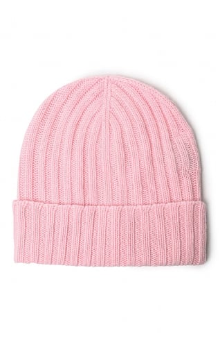 House Of Bruar Cashmere Rib Beanie, Candy Pink