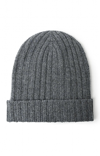 House Of Bruar Cashmere Rib Beanie, Dark Grey