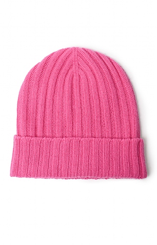 House Of Bruar Cashmere Rib Beanie, Fuchsia