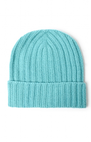 House Of Bruar Cashmere Rib Beanie, Turquoise