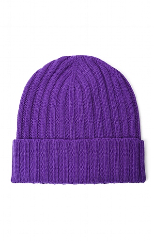 House Of Bruar Cashmere Rib Beanie, Violet