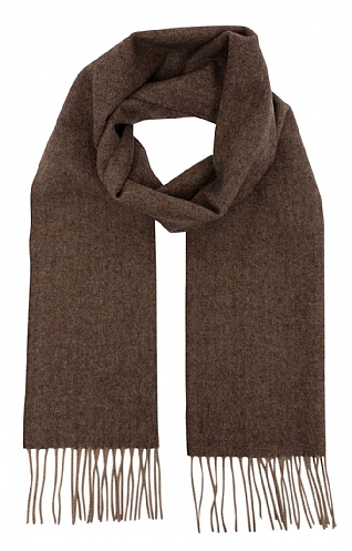 House of Bruar Herringbone Lambswool Scarf, Camel