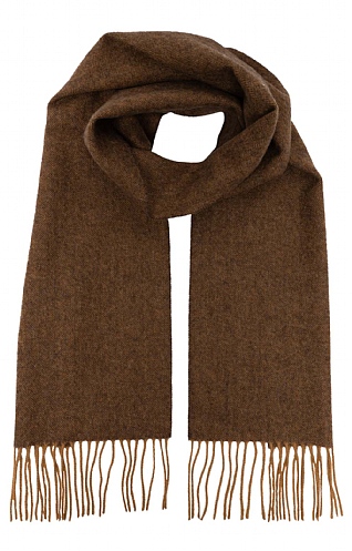 House of Bruar Herringbone Lambswool Scarf, Mustard