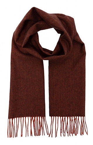 House of Bruar Herringbone Lambswool Scarf, Rust