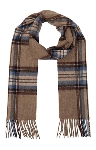 House of Bruar Country Check Lambswool Scarf, Camel Check
