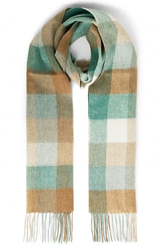House of Bruar Country Check Lambswool Scarf, Duck Egg Check