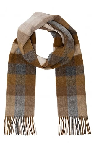 House of Bruar Country Check Lambswool Scarf, Mustard Check