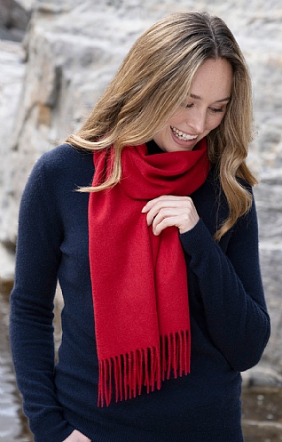 Red Cashmere Scarf | Mongulai