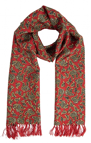 House of Bruar Large Paisley Silk Scarf - Red