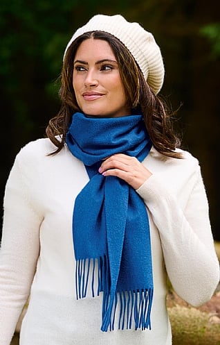 House of Bruar Lambswool Plain Scarf - Ancient Blue, Ancient Blue