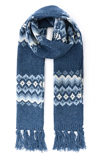 House of Bruar Munrospun Ladies Lambswool Icelandic Scarf, Dark Denim