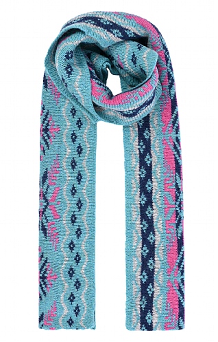 House of Bruar Munrospun Ladies Shetland Fairisle Scarf, Aquamarine