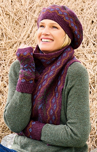 House of Bruar Ladies Shetland Fairisle Scarf, Elderberry