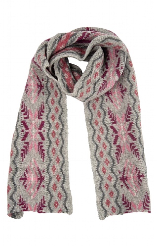 House of Bruar Ladies Shetland Fairisle Scarf - Silver