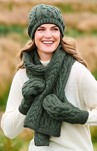House Of Bruar Ladies Pure New Wool Aran Scarf
