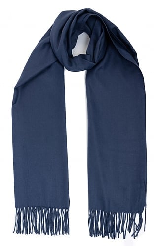 House Of Bruar Ladies Plain Scarf With Pin - Navy Blue