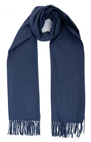 House Of Bruar Ladies Plain Scarf With Pin - Navy Blue, Navy