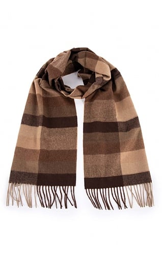 House Of Bruar Ladies Cashmere Scarf, Brown/Beige Check