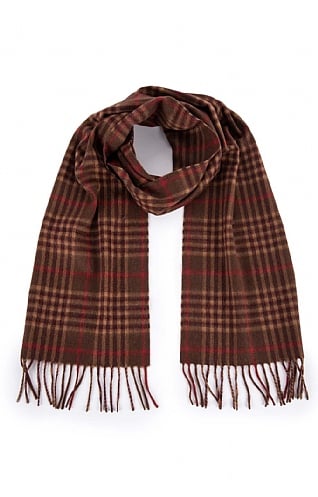 House Of Bruar Ladies Cashmere Scarf, Brown/Camel Check