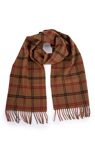 House Of Bruar Ladies Cashmere Scarf, Camel Overcheck