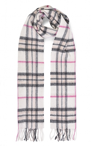 House Of Bruar Ladies Cashmere Scarf, Cream Tartan