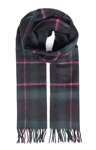 House Of Bruar Ladies Cashmere Scarf, Green Navy Pink Plaid