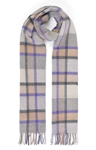 House Of Bruar Ladies Cashmere Scarf, Grey Purple Camel Plaid