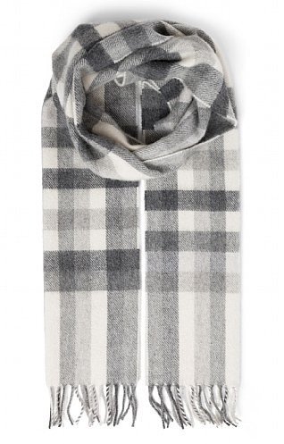 House Of Bruar Ladies Cashmere Scarf, Grey Stewart Check