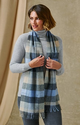 House Of Bruar Ladies Cashmere Scarf, Undyed Check
