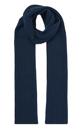 House Of Bruar Cashmere Rib Scarf - Navy Blue