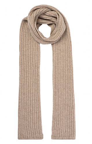 House Of Bruar Cashmere Rib Scarf - Otter Brown