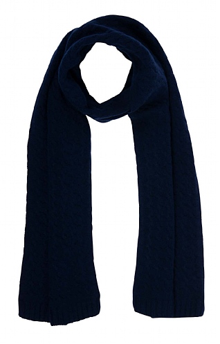 House Of Bruar Ladies Cashmere Cable Scarf - Navy Blue