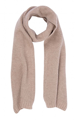 House Of Bruar Ladies Cashmere Tuck Stitch Scarf - Natural