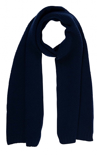 House Of Bruar Ladies Cashmere Tuck Stitch Scarf - Navy Blue
