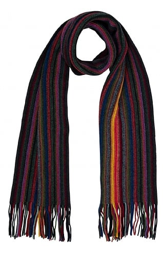 House Of Bruar Ladies Lambswool Striped Scarf, Country Multi