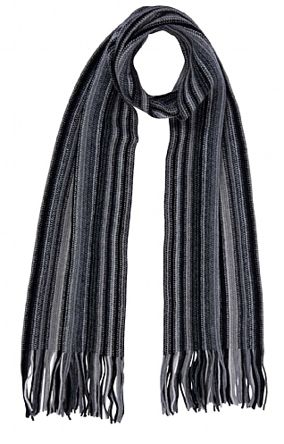 House Of Bruar Ladies Lambswool Striped Scarf, Grey