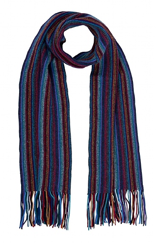 House Of Bruar Ladies Lambswool Striped Scarf, Jewel Multi