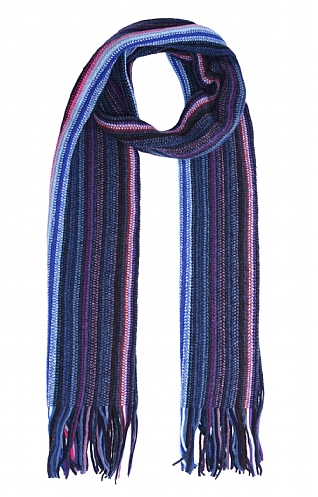 House Of Bruar Ladies Lambswool Striped Scarf, Purple