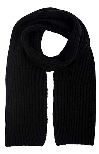 Johnstons of Elgin Cashmere Ribbed Scarf - Black