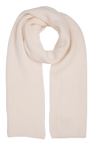 Johnstons of Elgin Cashmere Ribbed Scarf - Ecru beige