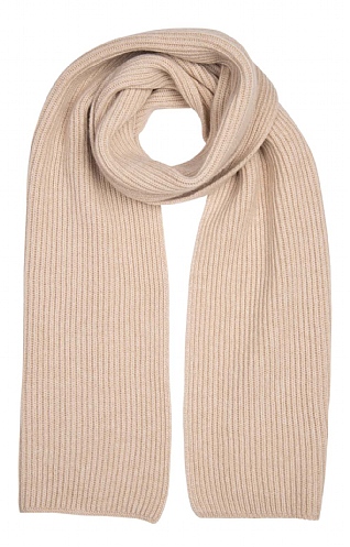 Johnstons of Elgin Cashmere Ribbed Scarf - Natural