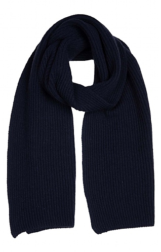 Johnstons of Elgin Cashmere Ribbed Scarf - Navy Blue