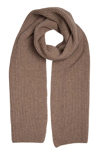 Johnstons of Elgin Cashmere Ribbed Scarf - Otter Brown