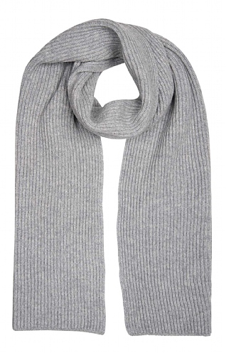 Johnstons of Elgin Cashmere Ribbed Scarf - Silver