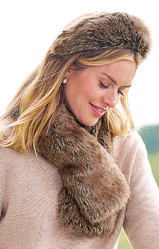 Faux Fur Tippet Scarf - Truffle