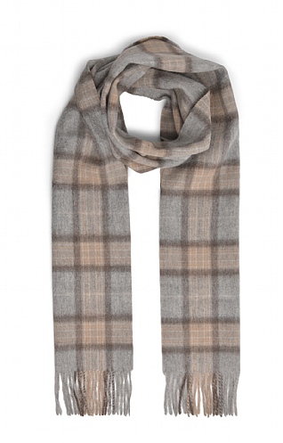 House of Bruar Lambswool Tartan Scarf, Natural Mckellar