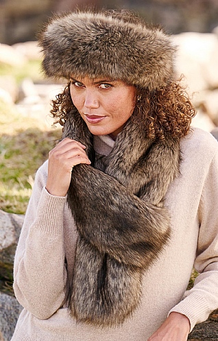 Ladies Faux Fur Loop Scarf - Lady Grey