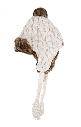 House Of Bruar Ladies Cable Trapper Hat - Cream