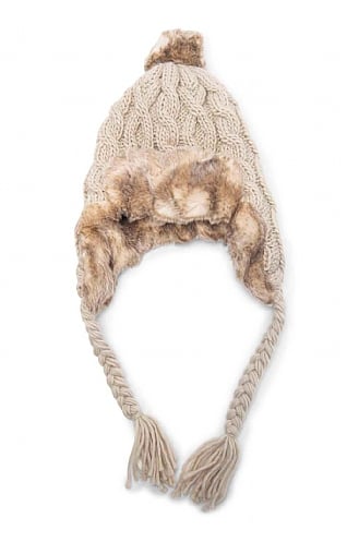House Of Bruar Ladies Cable Trapper Hat, Oatmeal